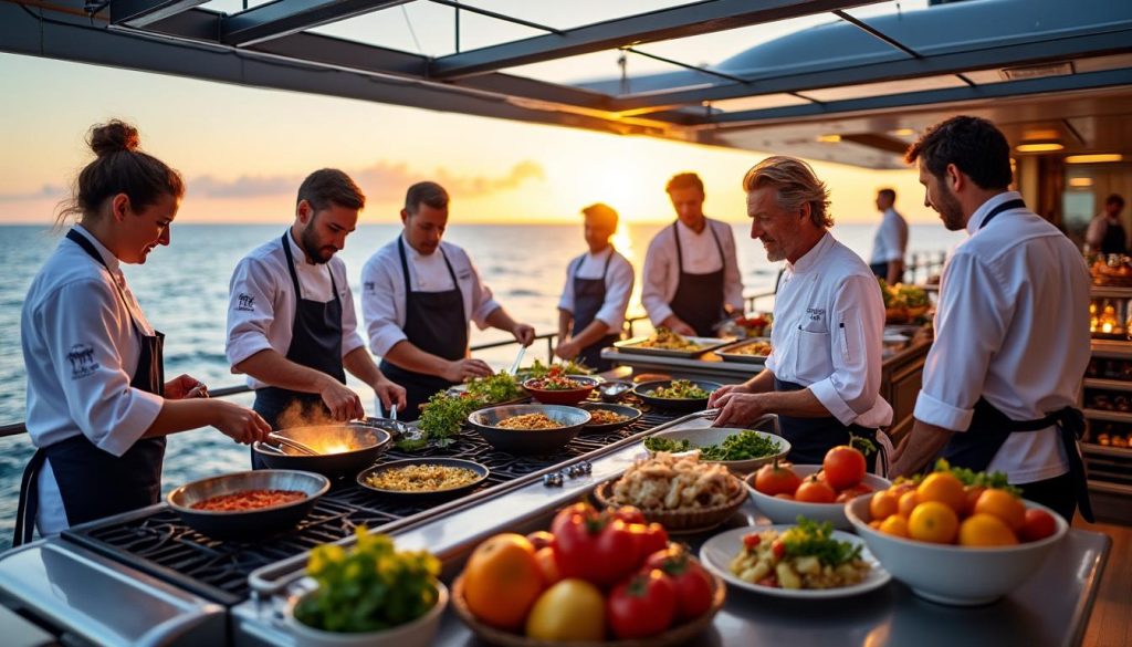 découvrez les plus grands chefs qui réinventent la cuisine en mer, alliant passion, créativité et saveurs uniques pour des expériences culinaires exceptionnelles à bord.